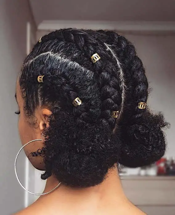 CORNROWS INTO SPACE BUNS Jamaican Hairstyles For Natural Hair