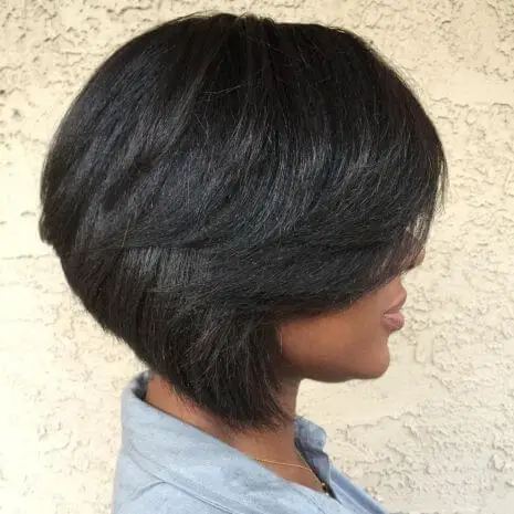 Black Feathered Inverted Bob Hairstyles In Jamaica