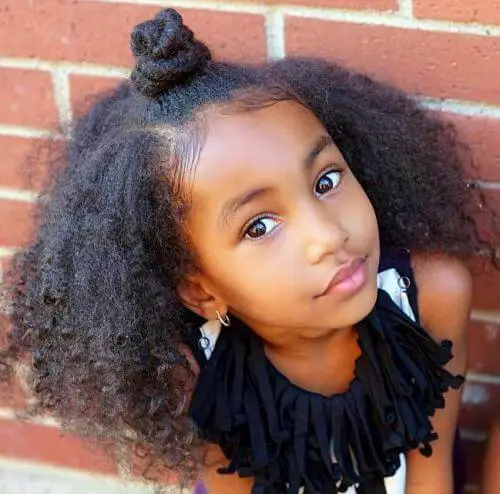 Half-Bun Hairstyles For a one Year Old Black Girl