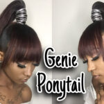 High Genie Ponytail With Bangs Hairstyle